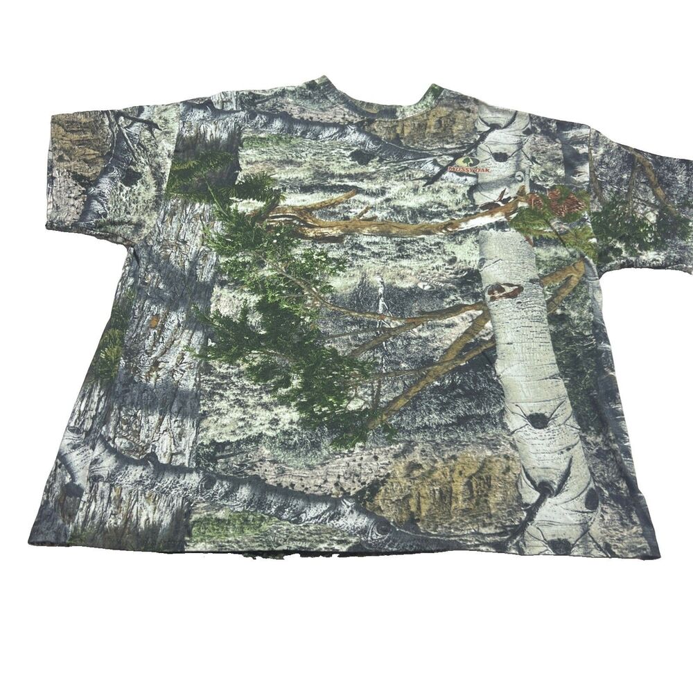 Mossy Oak T-Shirt Mens Size 2XL Camo Forest Birch Tree Hunting Short Sleeve Tee